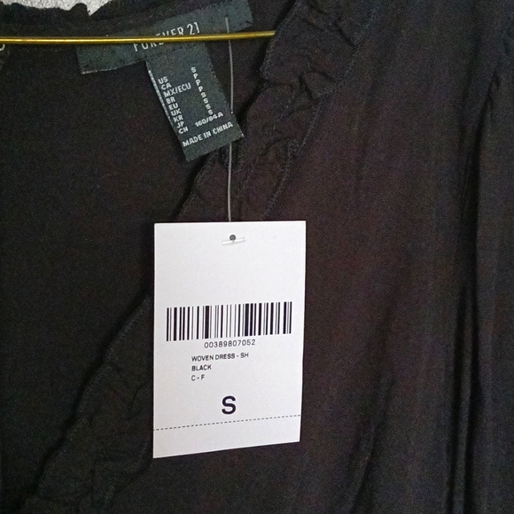 Forever 21 Black Ruffle-Trim Mini Dress Size Sm - Picture 7 of 8